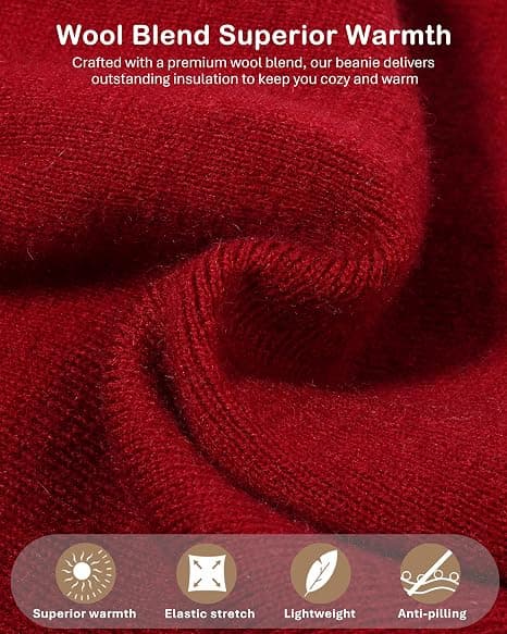 Satinforet hue til kvinder, varm vinterhue i uldblanding