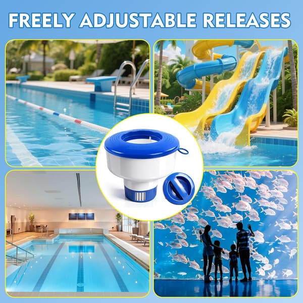 Flytande klortablettdispenser för pooler 7\" diameter poolklorflottör passar 3\" tabletter med justerbara flödesventiler balanserade simbassänger spa