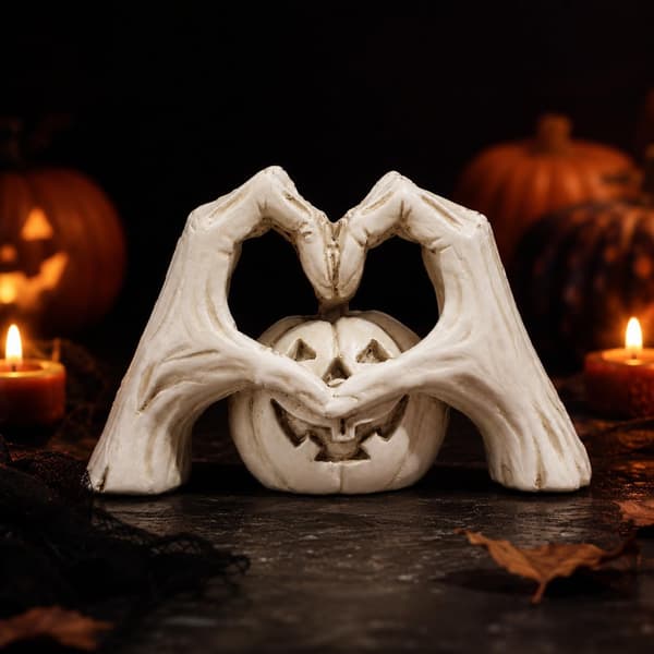 Halloween-pumpa-tema dekorationer (hjärtpumpahuvud)