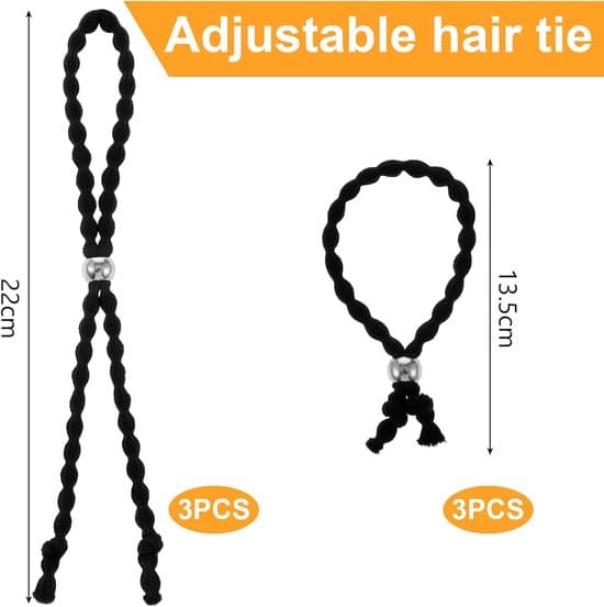 Hårelastikker til piger – Hårbånd – Justerbare hårbånd – Til tykt hår – Dreadlock-bånd – Skridsikkert design – 6 stk.