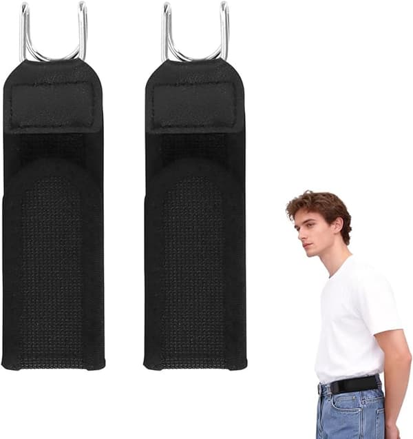 Bälte – 2-pack – Spännlöst bälte – Med metallkrok – Elastiskt bälte – Justerbart – Spännlös osynlig elastisk rem – Unisex – Svart