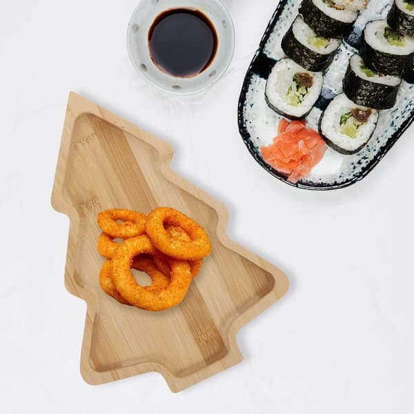Julgransformad aptitretarbricka - Serveringsfat i trä för japansk sashimi, snacks och desserter