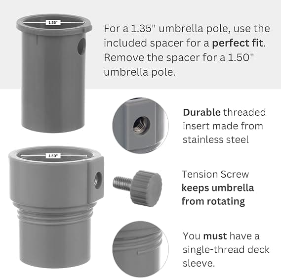 Paraplystångsstabilisator reducerande gängad adapterinsats för Baja Deck Pool Sleeves