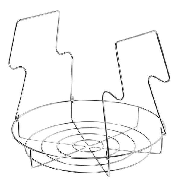 Konserveringsstativ i rustfrit stål. Holder 8 pint- eller 7 quart-glas. Ingen rust, ekstra stabilitet. PASSER I GRYDER MED MINDST 12,5\" BREDDE.
