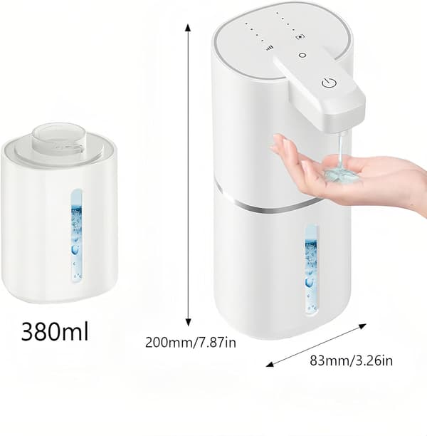 Automatisk sæbedispenser Berøringsfri Genopladelig Flydende Sæbedispenser med 4-Niveauer Justerbar Volumen Infrarød Sensor Vægmontering 12.8oz