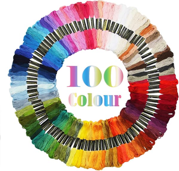 100 vyyhtiä kirjontalankaa / mulinélankaa monivärinen yksi koko