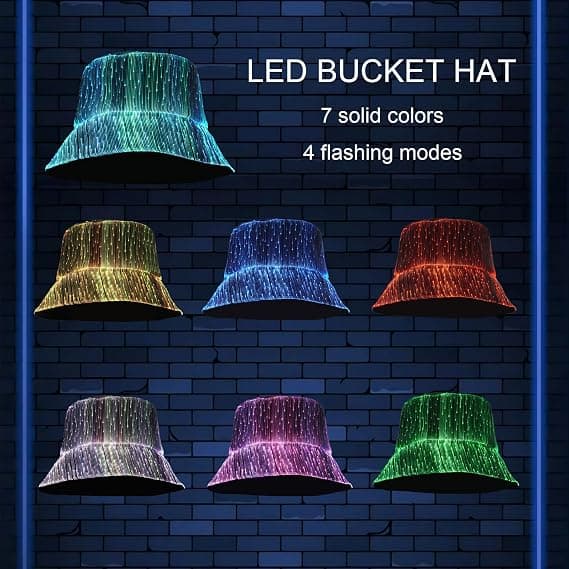 LED Rave Bucket Hat Lysande Fiskarhatt Festutrustning