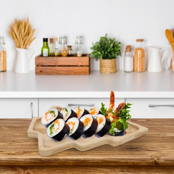 Julgransformad aptitretarbricka - Serveringsfat i trä för japansk sashimi, snacks och desserter