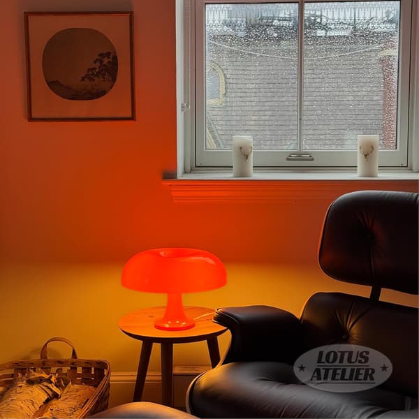 Lotus Studio Orange Svamplampa Rum Estetisk Modern Belysning för Sovrum | Cool Retro Vardagsrumsinredning (Orange)