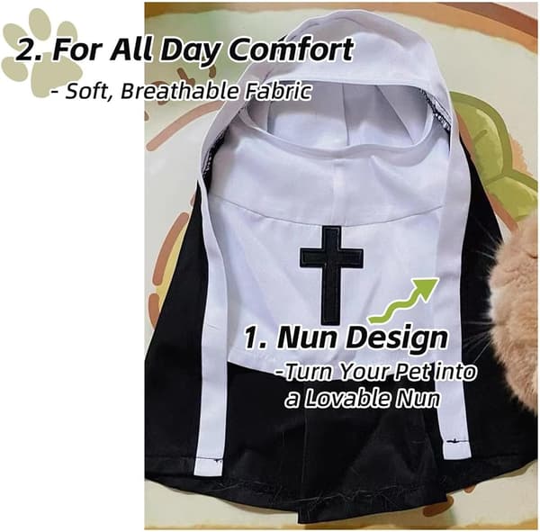 Sjovt nonne-kostume til katte og små hunde, str. L L