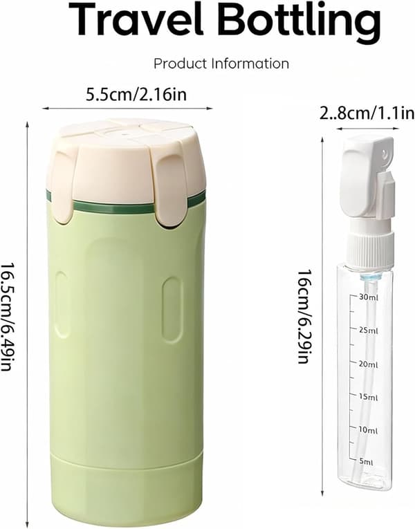 4-i-1 Resedispenserflaskset Påfyllningsbara Läckagesäkra Resetoalettflaskor för Schampo Kroppstvätt Lotion & Balsam 30ml×4 Vit