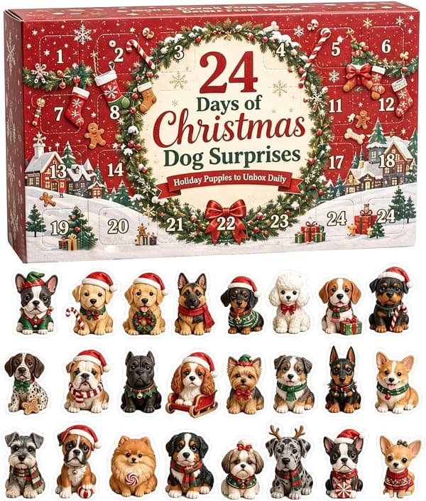 Hunde-adventskalendere 2026 - 2D Akryl Hunde-ornamentsett