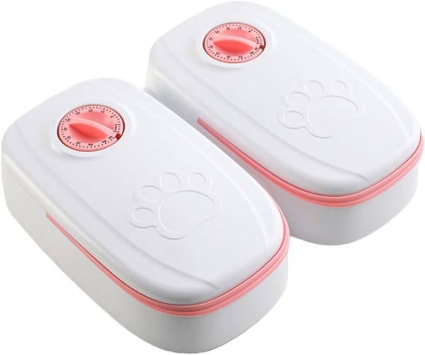Automatisk matare med tidsinställd utfodring 350 ml kapacitet portionskontroll dubbel servering 48-timmars timer dispenser för torr- och våtfoder automatisk matare.