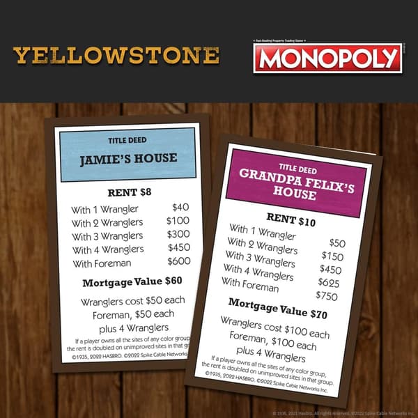 Monopoly: Yellowstone | Køb, sælg, byt fliser med steder fra Paramount Network-serien | Samlerobjekt Klassisk Monopoly-spil for 6 spillere