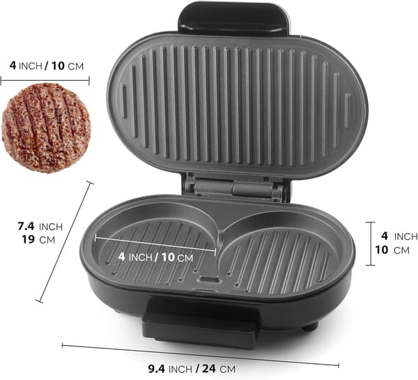 Dubbel Mini Grill Maker Frukostmacka Maker Burger Press Patty Maker Panini Press Grill Liten Elektrisk Grill