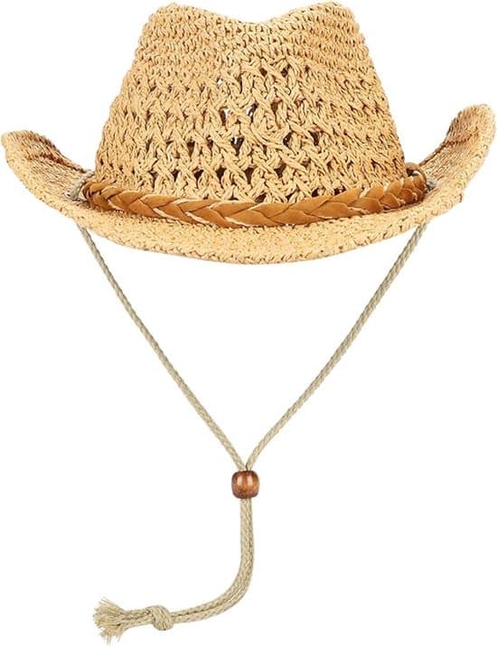 Cowboyhat – Sammenfoldelig solhat med bred skygge og hagerem – Westernstil til strand, rejser og camping – Brun