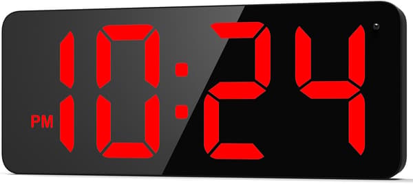 LED digital väggklocka med stor display, stora siffror, automatisk ljusstyrka, lämplig för vardagsrum, sovrum, klassrum