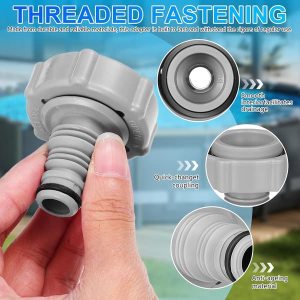 2st Poolslangadapter Vakuumslangkoppling Kompatibel med Bestway P6h1419 Grå Ø32mm Poolrör