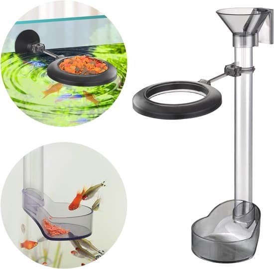 Akvariefoderrør 21 cm – Foder til fisk og rejer – Akryl foderrør – Akvarietilbehør – Inkluderer foderskål, foderring og rengøringsbørste