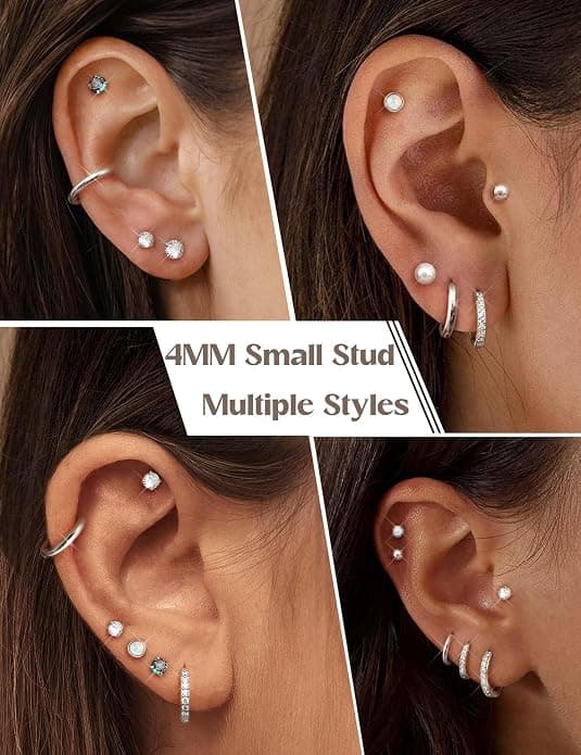 Flade bagside øreringe til kvinder Hypoallergene øreringe studs hoops | 20G bruskøreringe stakke til følsomme ører Små huggie hoops flade bagside studs