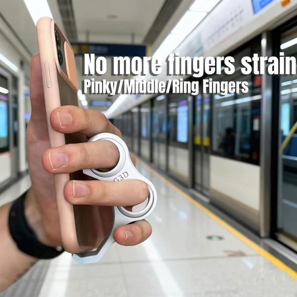 2 stk. fingerholder til telefon, ergonomisk designstativ til mobiltelefon, 2 huller lillefinger og ringfinger grebsremholder (hvid, grøn)