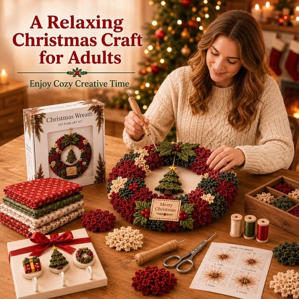 DIY Julekrans-sæt Stof-patchwork Håndværkssæt Håndlavet Julepynt & Ophæng til Juletræ Christmas tree