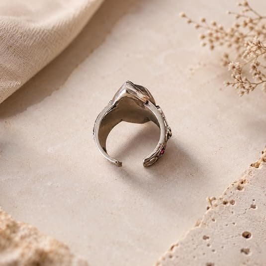 Ondskefullt öga öppen ring silverfärgad Ouroboros orm justerbar statementring för kvinnor gotiska himmelska smycken