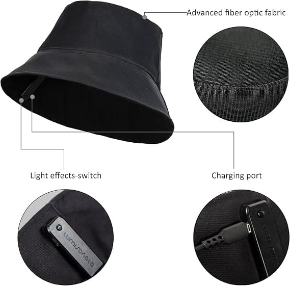 LED Rave Bucket Hat Lysande Fiskarhatt Festutrustning