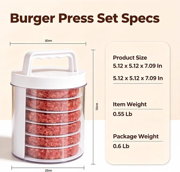 Burger Patty Maker Flerlagers Burgerpress Set för BBQ Hemlagad Förberedelse