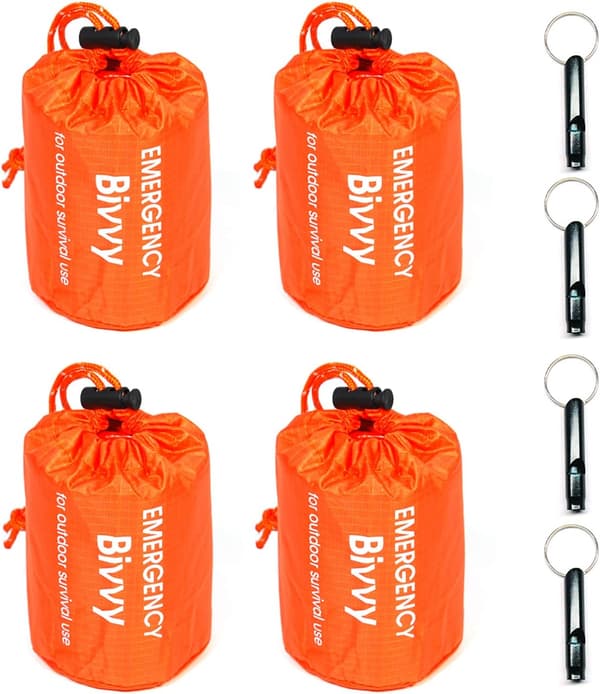 4-pack nödväska överlevnads-bivacksäck med visselpipor Lätt bärbar nödutrustning Håll dig varm efter jordbävningar orkaner katastrofer