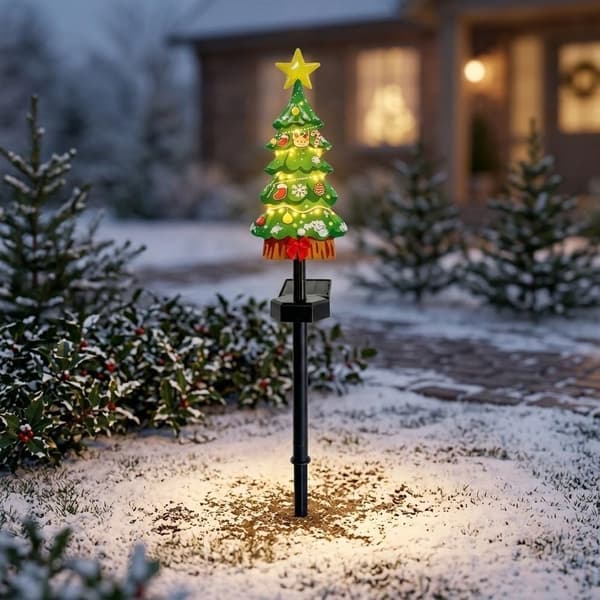 2 stk. solcelle-snemand-havelamper til udendørs julepynt