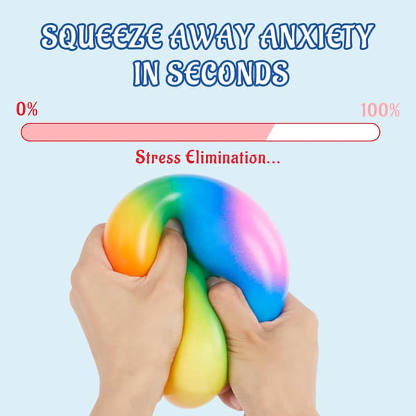 Regnbue Kæmpe Stressbolde til Voksne - Store Stressbolde til Børn Squishy Legetøj Bold Stresslindrende Fidget Legetøj Sansebold Klemmelegetøj til Drenge Piger