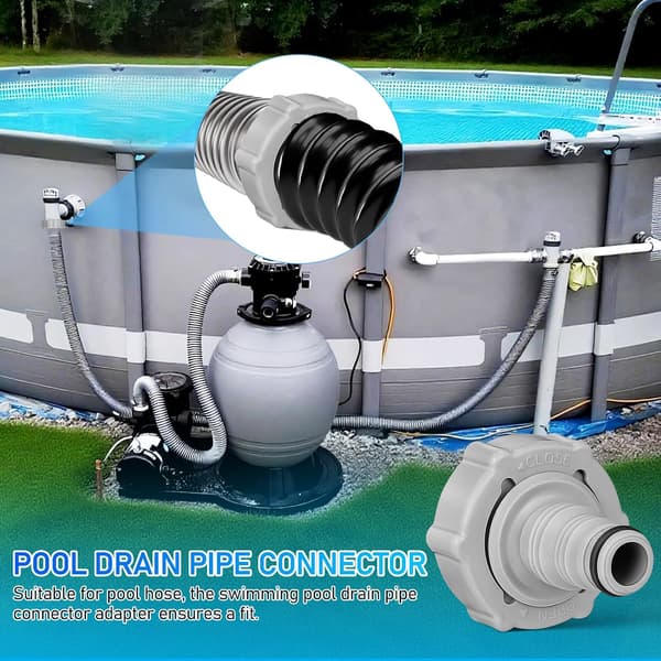 2st Poolslangadapter Vakuumslangkoppling Kompatibel med Bestway P6h1419 Grå Ø32mm Poolrör