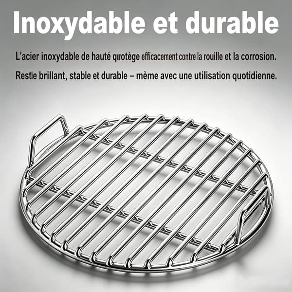 Rund grillrist i rustfrit stål — Ø 53 cm — Til kuglegrill og standardgrill — Robust rist med jævn varmefordeling