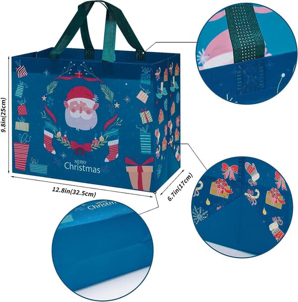 12-pack julklappspåsar 13” stora återanvändbara tygkassar