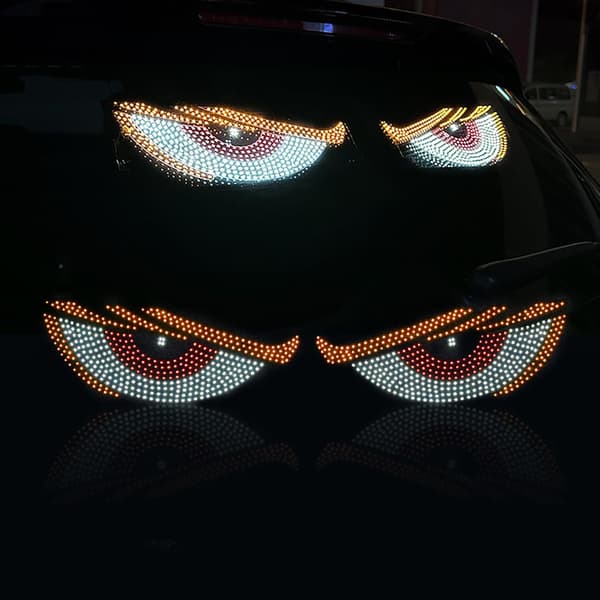 Dynamiska Demon Eye LED Vindruteljus - USB-styrda Lastbils-/Bil-dekorationsljus med Tryckknapp (Vit) White