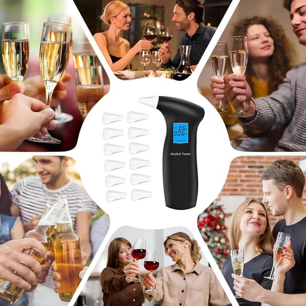 Alkometer nøjagtigt alkometer til politiet professionelt alkometer med 12 dyser og LCD-display