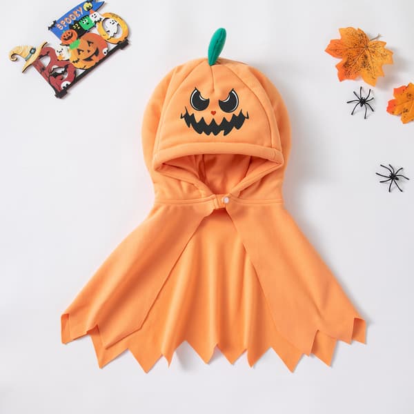 Halloween Græskar Hætte Kappe Kostume til Børn Sød Græskar Kappe med Hætte Spooky Udklædningskostume til Halloweenfester S S