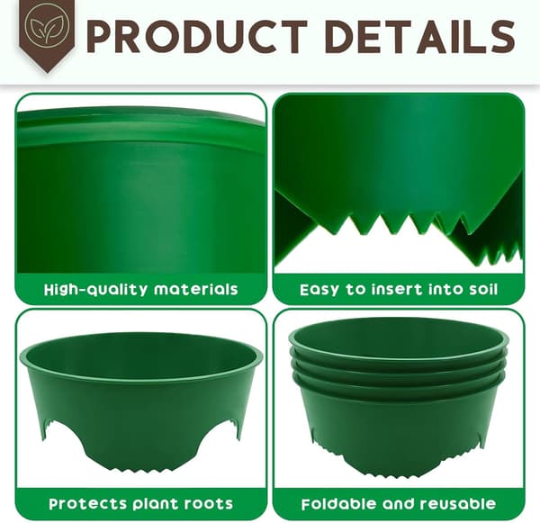 9\" planteringsring, robusta odlings- och vattenringar, växtskydd, isolerar stenar, vertikal design för trädgårdsbäddar, gräsmatta och landskap, 6-pack