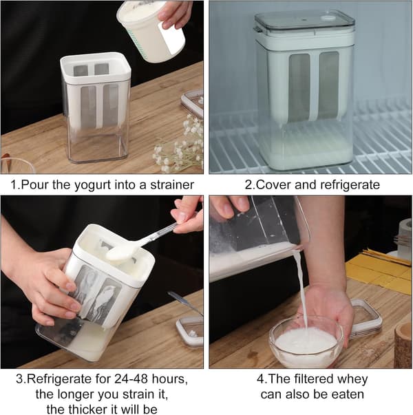 Yoghurt Si Maker Si Multifunktionel Yoghurtfilter med Finmasket Pose og Låg Genanvendelig Græsk Yoghurtposefilter Køkken Valleudskiller Værktøj