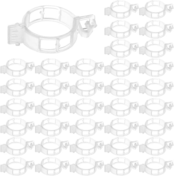 100 stycken - Fästklämmor för trädgårdsväxter - Växtstödklämmor - Växtbindare - För tomater och klätterväxter - 2,5 cm i diameter - För klättring