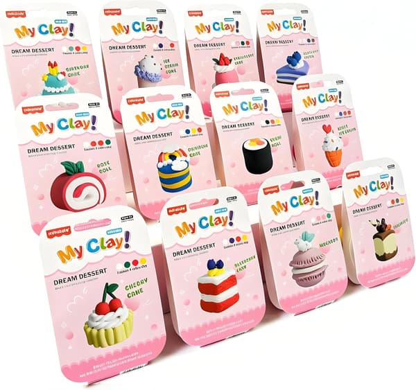 Lufttorkande lersats för barn 12 minidessertpyssel Giftfri DIY-present