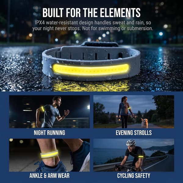Löparljus för löpare USB-C uppladdningsbara LED-armband 6-pack
