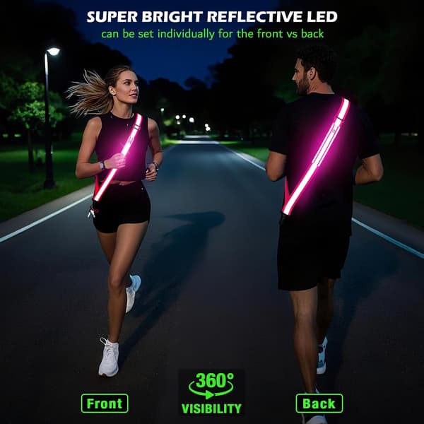 LED reflekterende bælte til nattevandring, høj synlighed, lysende løbebælte, reflekterende sikkerhedsudstyr til løbere og vandrere, mænd og kvinder, blå blue