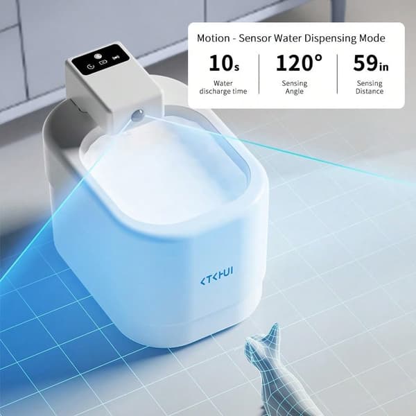Automatisk kattvattenfontän — 2000 ml cirkulerande vattendispenser med rörelsesensor, tyst pump och 30 dagars användning.