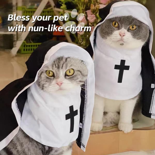 Sjovt nonne-kostume til katte og små hunde, størrelse S S