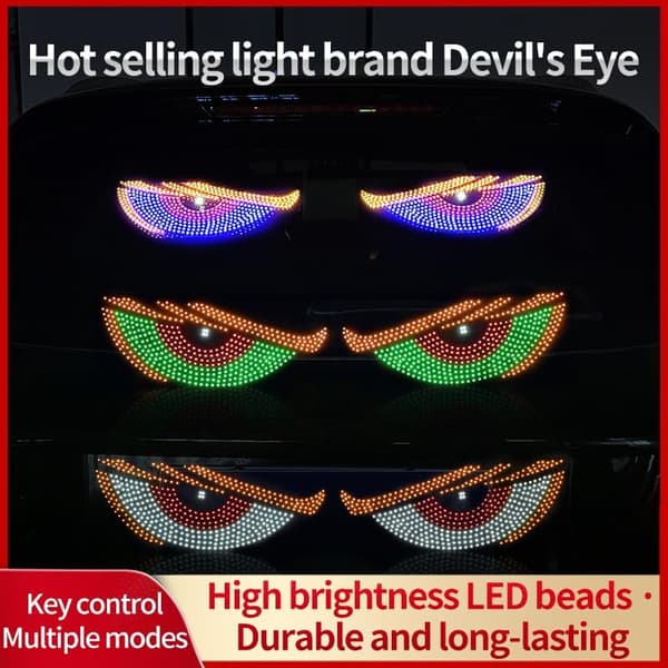 Dynamiska Demon Eye LED Vindruteljus - USB-styrda Lastbils-/Bildekorationsljus med Tryckknapp (Blå) blue