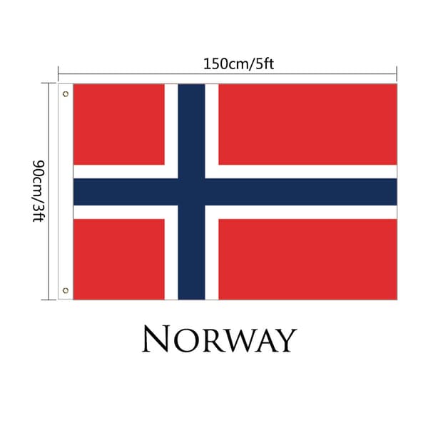 Norjan kansallislippu, haalistumaton ulko- ja sisälippu (0,9 m x 1,5 m)