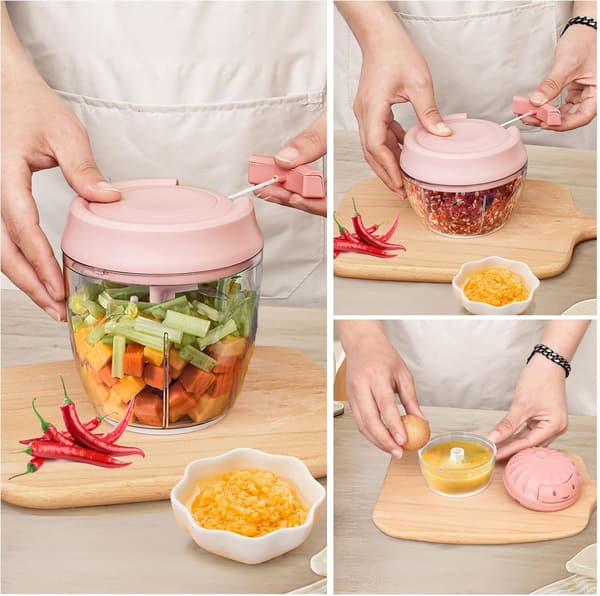 Vitlöksgroddshackare – Mini Manuell Mathackare – Kökslökhackare & Vitlökspress – 160 ml (Blå) pink