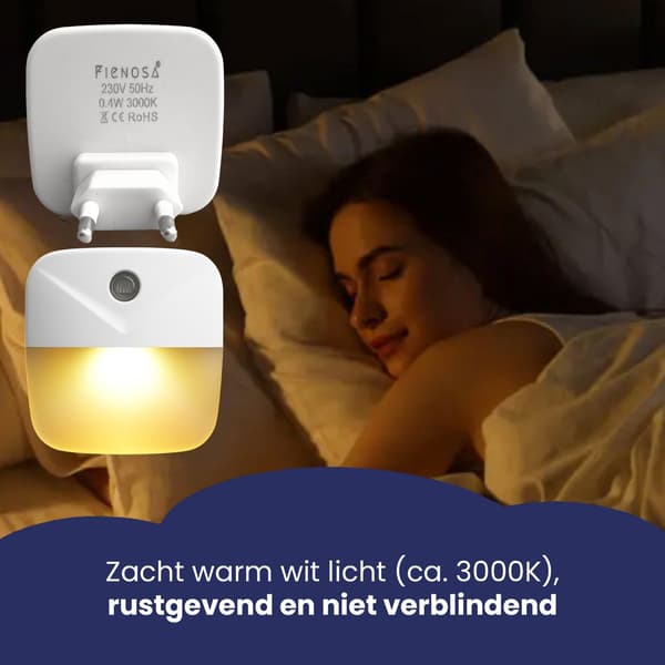 2-pack plug-in nattlampa med skymningssensor varmvit för barnrum